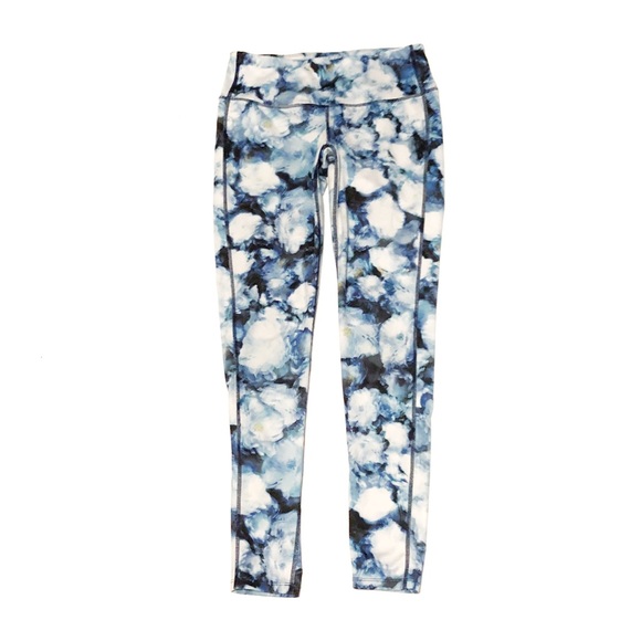 Athleta Pants - Athleta | Blue Floral Crush Chaturanga Tights | S